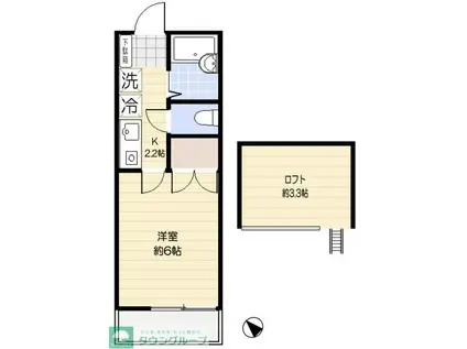 エトワールKITAMI(1K/1階)の間取り写真