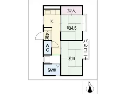 ハイツよしいけ(2K/1階)の間取り写真