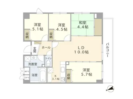パークハイム小白川(4LDK/4階)の間取り写真