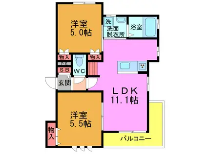 ETERNITY M(2LDK/2階)の間取り写真