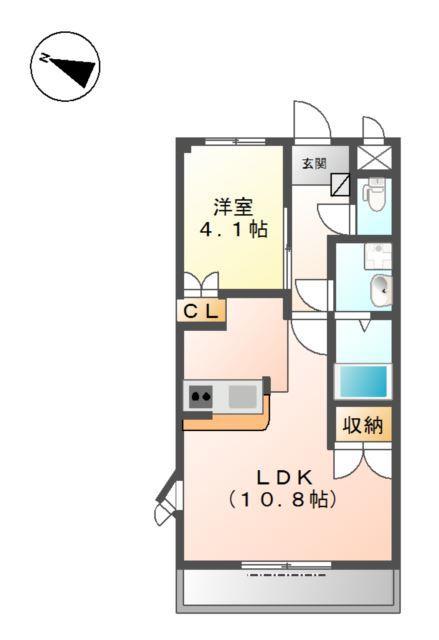 ウィンドヒル(1LDK/2階)の間取り写真