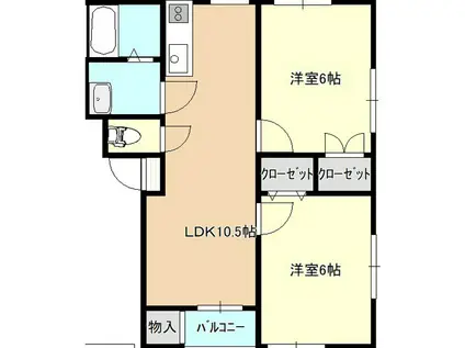 ガーデンハウスA(2LDK/1階)の間取り写真