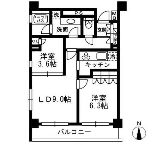 レジディア中落合C(2LDK/7階)の間取り写真