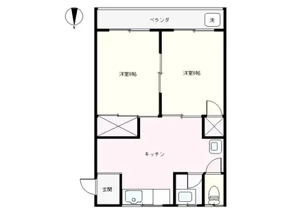 S1768R 第二久保喜コーポ(2K/3階)の間取り写真