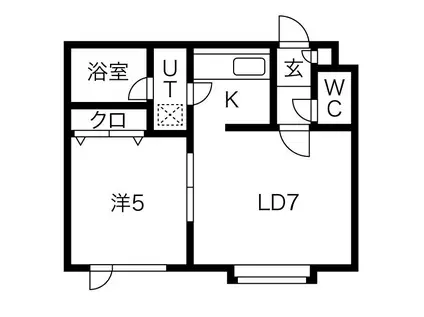 リープブルーメII(1LDK/2階)の間取り写真