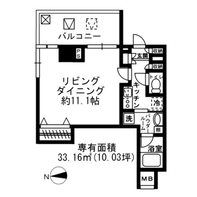 レジディア四谷三丁目(1K/2階)の間取り写真