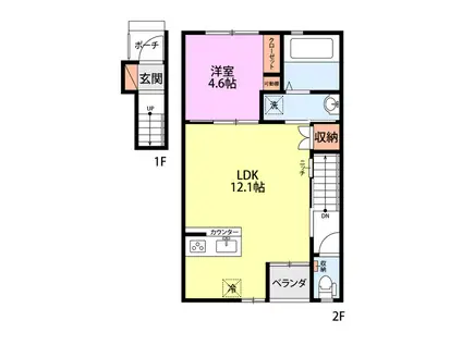 カルチェ(1LDK/2階)の間取り写真