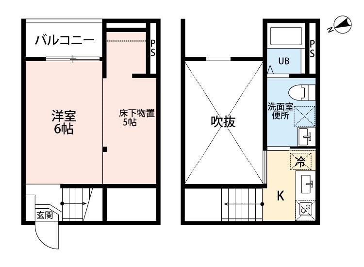 トータス鶴里(1SK/1階)の間取り写真