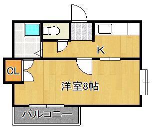 セピアコート(1K/2階)の間取り写真