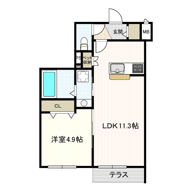 TIAMAT(1LDK/1階)の間取り写真