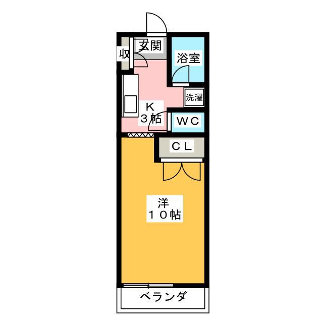 コーポブロッサムヒル(1K/2階)の間取り写真