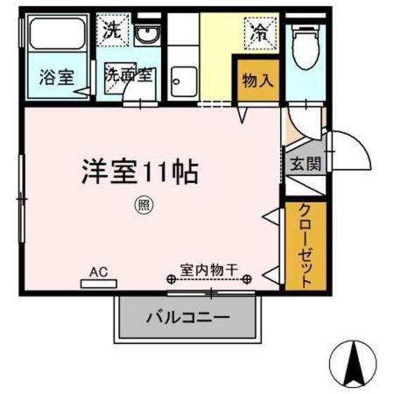 フェイバリットフラットD(ワンルーム/1階)の間取り写真