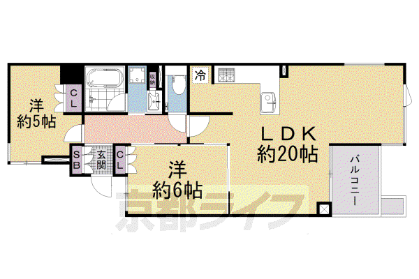プラウド京都東洞院(2LDK/5階)の間取り写真