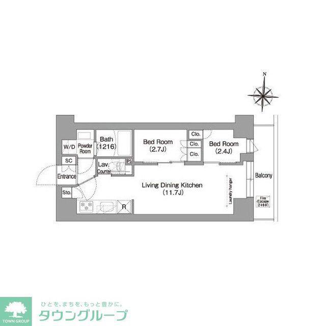 コンフォリア・リヴ南品川(2LDK/4階)の間取り写真
