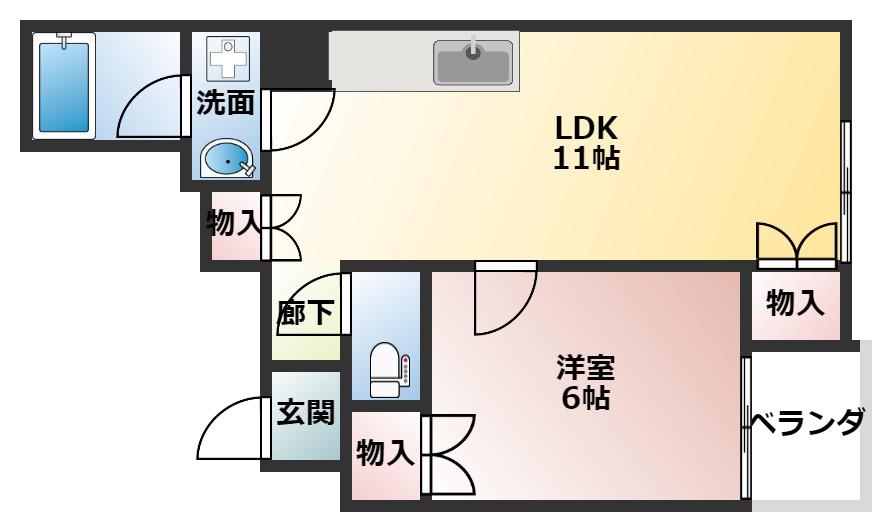 安藤ビル(1LDK/4階)の間取り写真