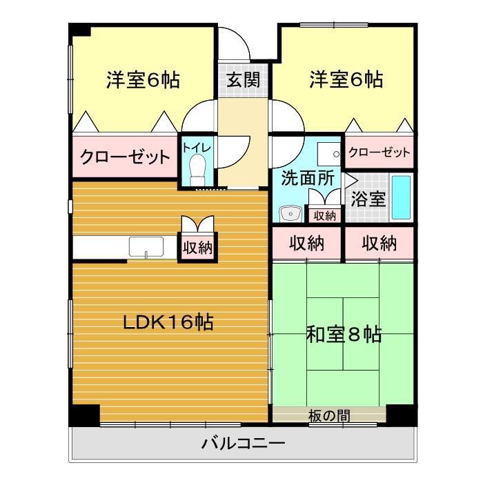 やまもも館(3LDK/3階)の間取り写真