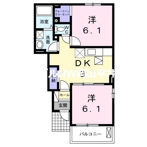 オフショア(2DK/1階)の間取り写真