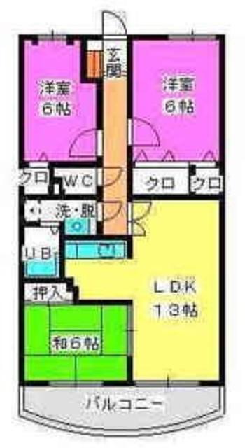 フレグランス春日(3LDK/4階)の間取り写真