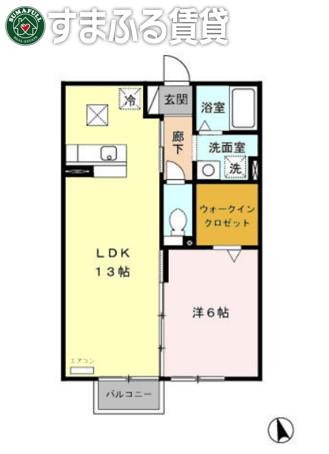 パークサイドハウス(1LDK/1階)の間取り写真