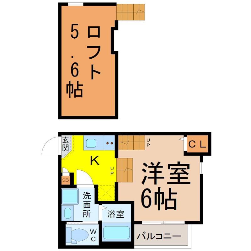 ハーモニーテラス野並IX(1SK/2階)の間取り写真