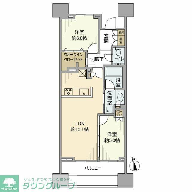 プラウド京王聖蹟桜ヶ丘(2LDK/18階)の間取り写真