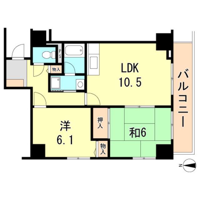 ウィステリア明石(2LDK/9階)の間取り写真