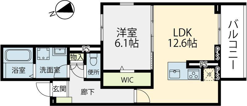 ELGRAND上津(1LDK/3階)の間取り写真