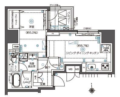 ZOOM秋葉原ノース(1LDK/9階)の間取り写真