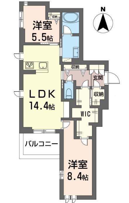 リリエート本太(2LDK/3階)の間取り写真