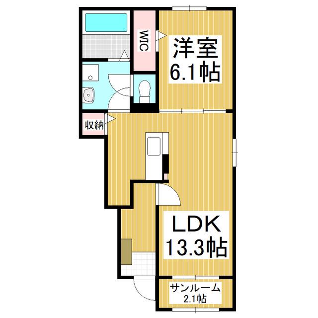 SPRING HILL駒ヶ根B(1LDK/1階)の間取り写真
