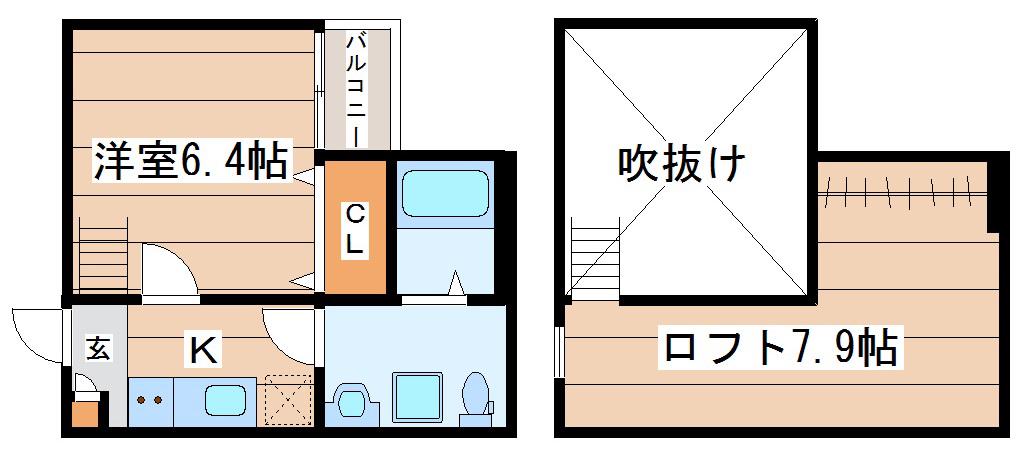 シエルクス(1K/1階)の間取り写真