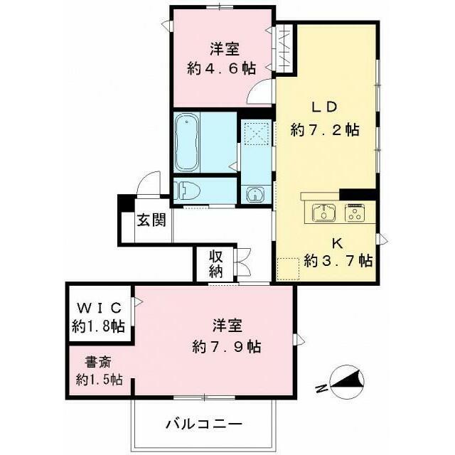 VIEUNO NOZAWA(2LDK/2階)の間取り写真