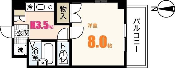 フォーチュナー上安駅前(1K/2階)の間取り写真