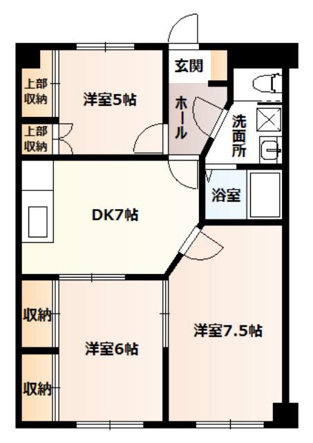 クイーンハイツ南台(3DK/2階)の間取り写真
