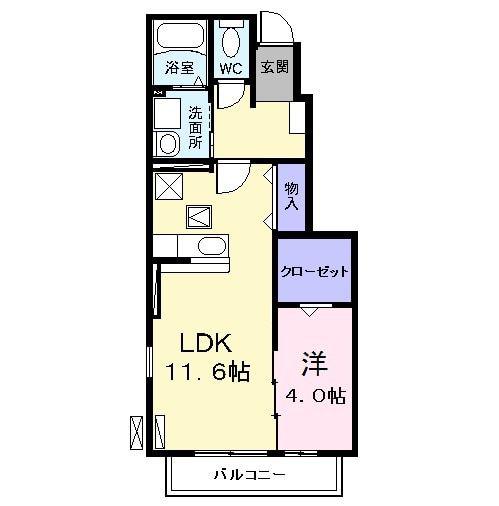カーサほのか(1LDK/1階)の間取り写真