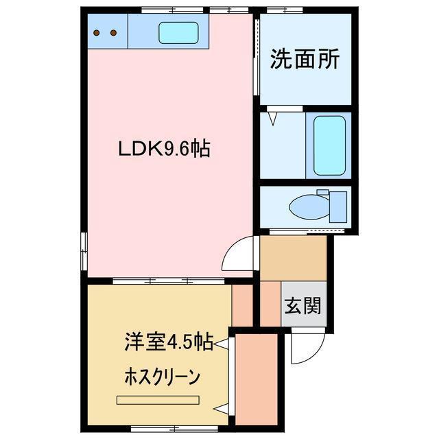 カンパニア西の土居弐番館(1LDK/1階)の間取り写真