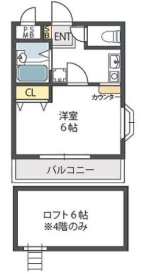 シャルムコート(1K/4階)の間取り写真