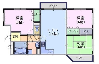 グランデール21(3LDK/3階)の間取り写真
