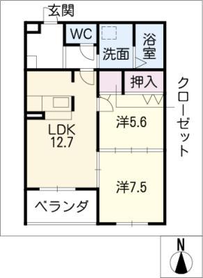 ラ・ペア幸水(2LDK/3階)の間取り写真