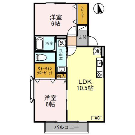 カッセルII(2LDK/2階)の間取り写真