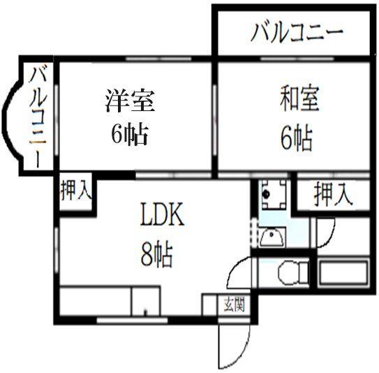 MI PIACE吹田I(2LDK/2階)の間取り写真