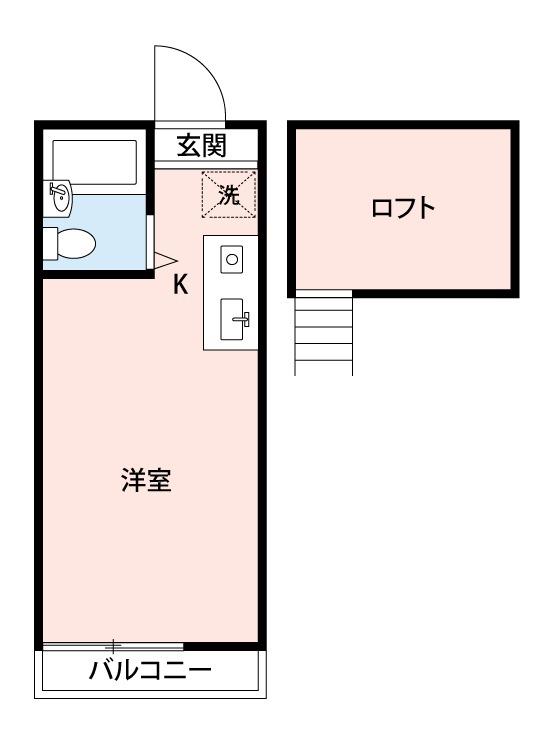 リバーハイツ(ワンルーム/2階)の間取り写真