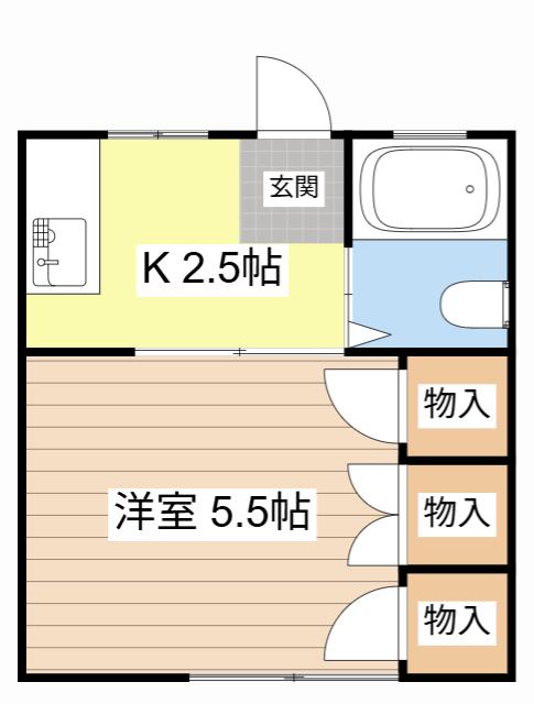 ドミール彦根(1K/1階)の間取り写真