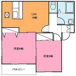 ガイア足門A棟(2LDK/1階)の間取り写真