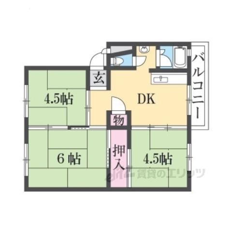 伊丹鴻池第4団地6号棟(3DK/5階)の間取り写真