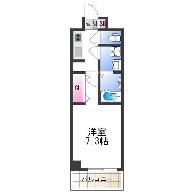 サンシルク阿倍野(1K/7階)の間取り写真
