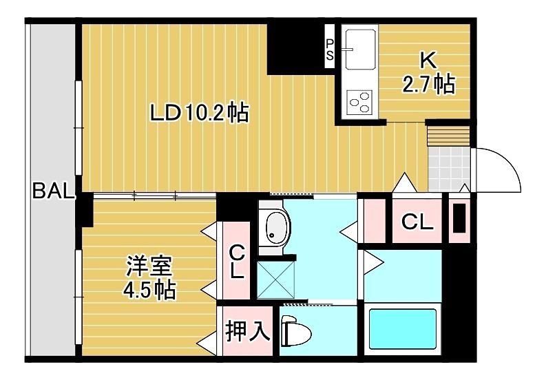 MOTTOたくま宿(1LDK/5階)の間取り写真