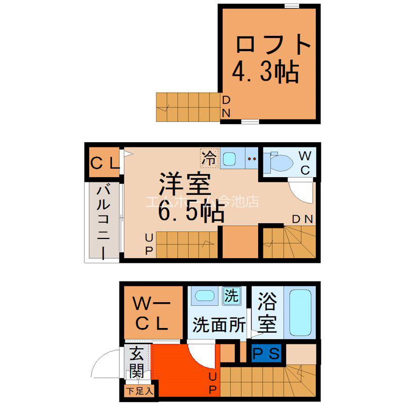 MAISON CASABLANCA(1K/2階)の間取り写真