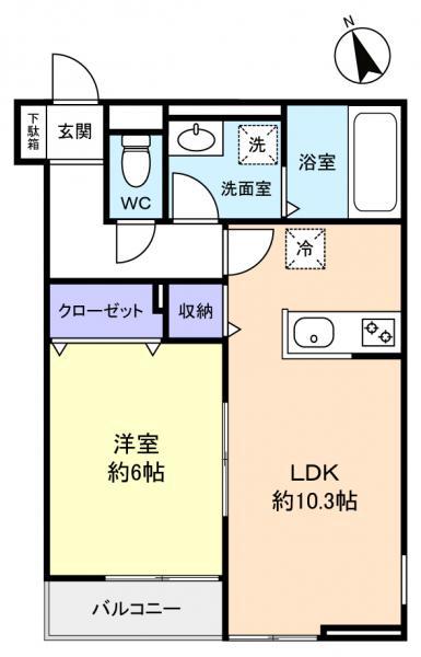 BELLE LEAD 幕張本郷(1LDK/1階)の間取り写真