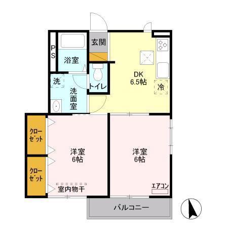 サンハイム学園前C(2DK/1階)の間取り写真